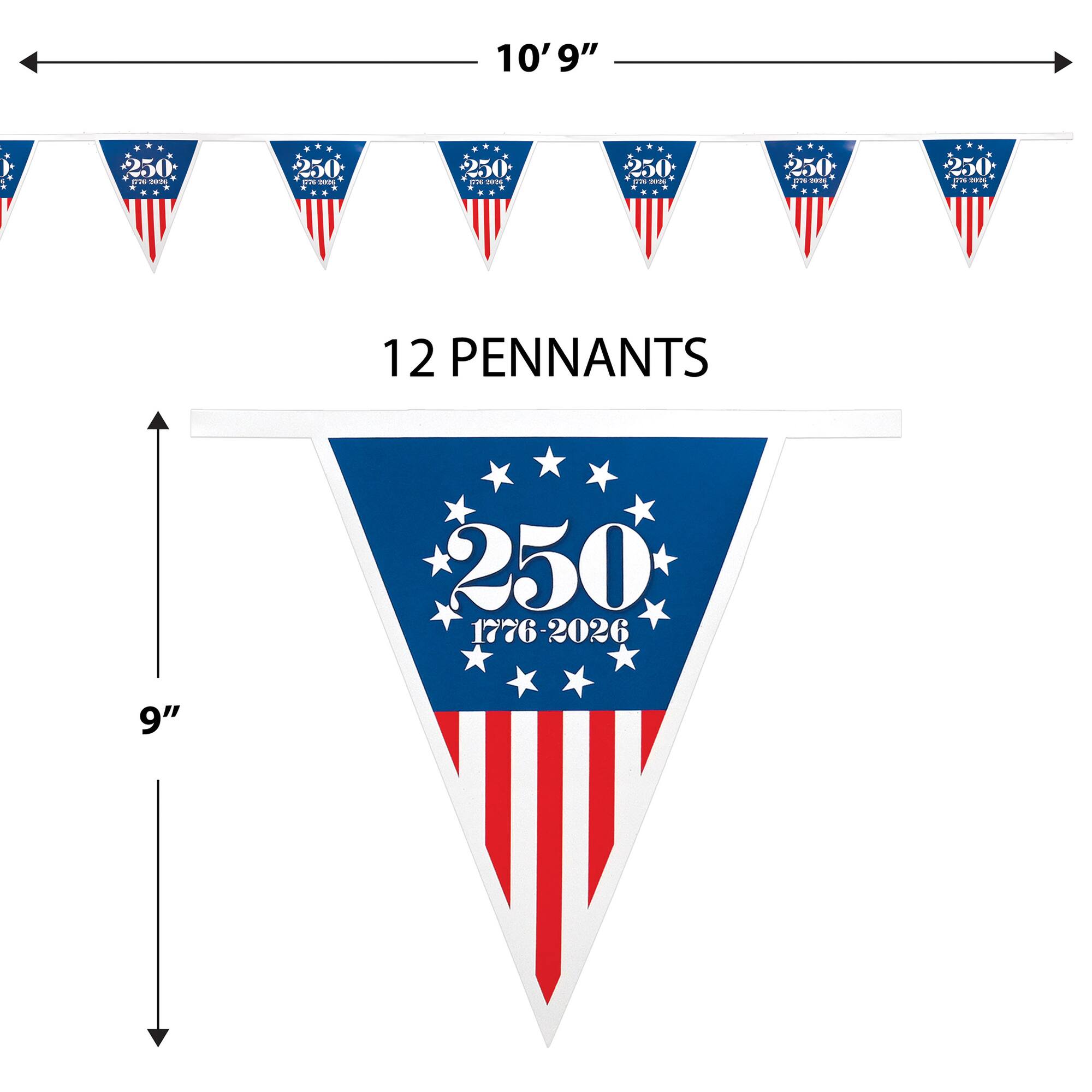Beistle 9" x 10.75ft. Semiquincentennial Pennant Banner